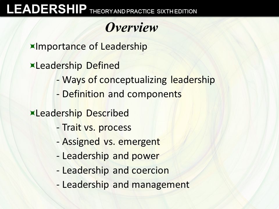 Leadership : theory and practice